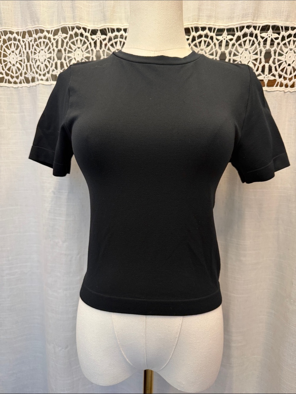 Classic Black Crewneck Short Sleeve Top